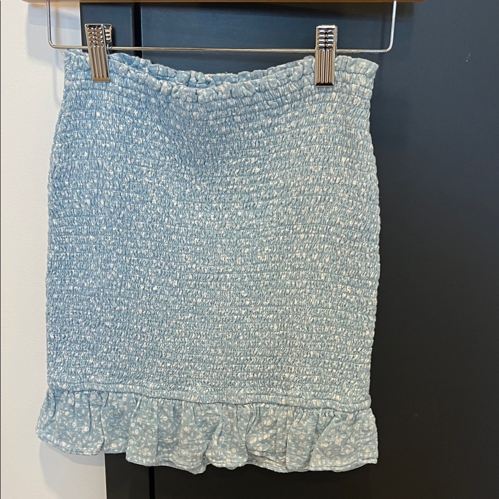 Abercrombie & Fitch Smocked Mini Skirt in Sky Blue